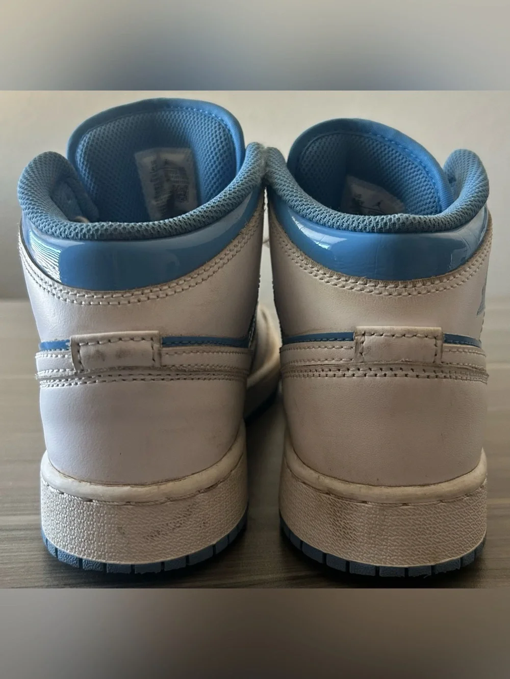 Jordan Kids High-Top Sneakers in White and Light Blue